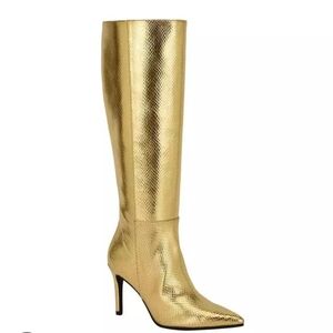 GUESS NEW IN BOX GOLD SNAKE PRINT BOOTS SZ 9